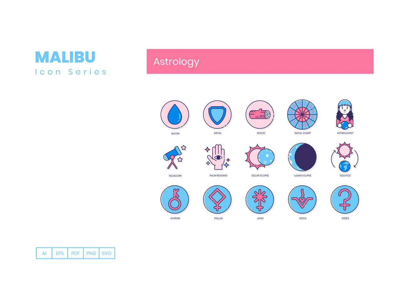 55 Astrology Icons Malibu 占星术图标-3D/图标、UI/UX-到位啦UI