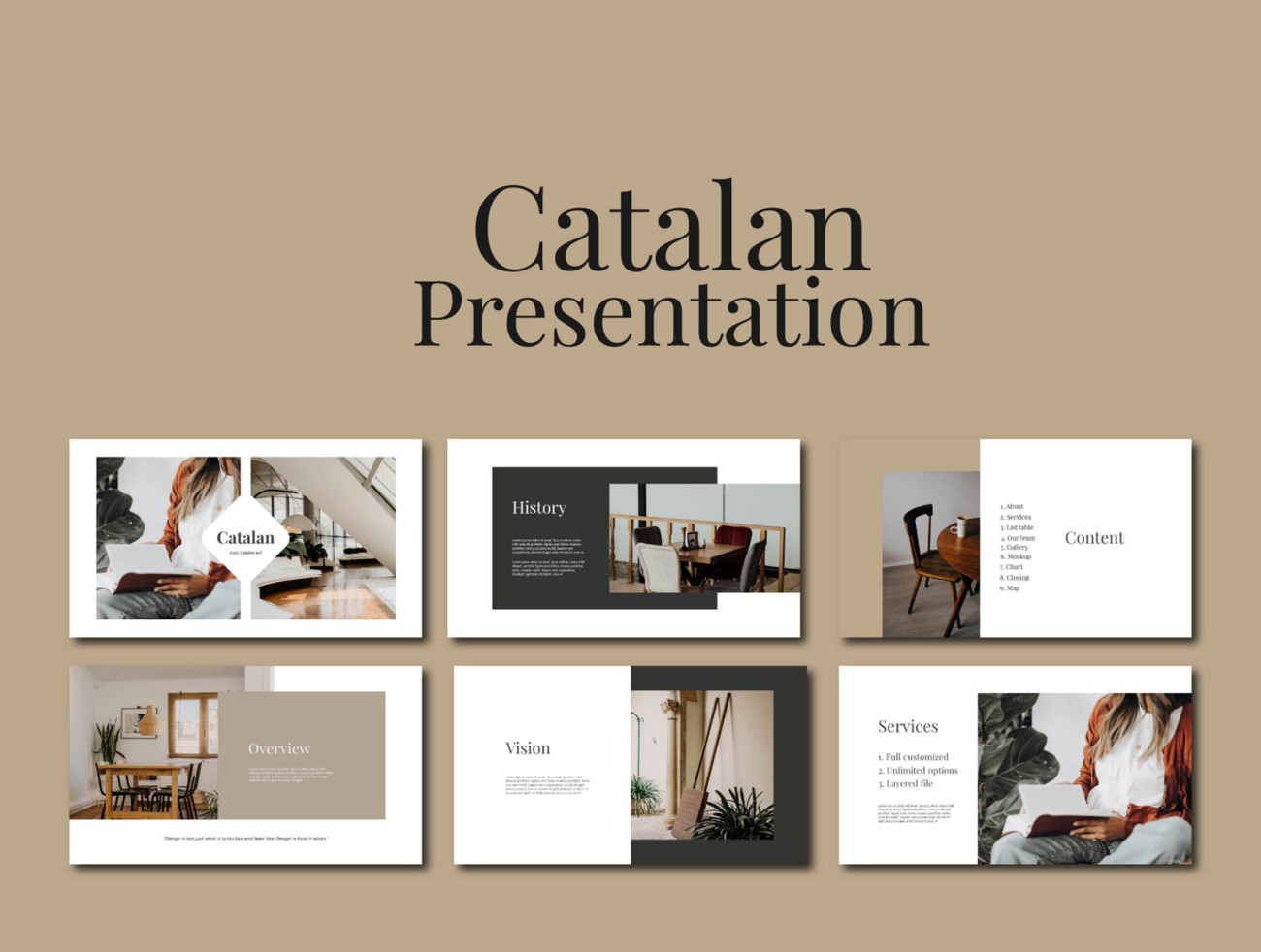 Catalan PowerPoint Template ppt模板-PPT素材-到位啦UI