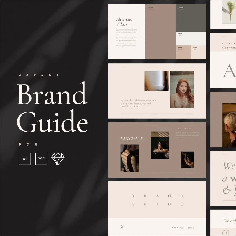 Elegant Brand Guidelines Branding Style Guide Manual优雅的品牌指南品牌风格指南手册缩略图到位啦UI