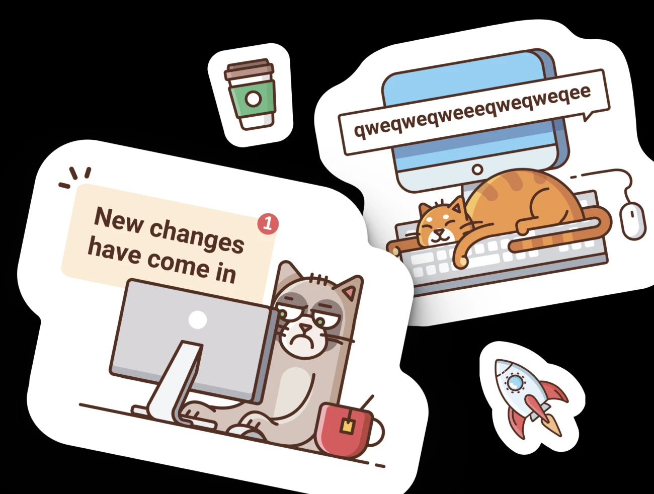 Sticker Pack 趣味贴纸表情包有猫猫猫猫贴纸包-插画-到位啦UI