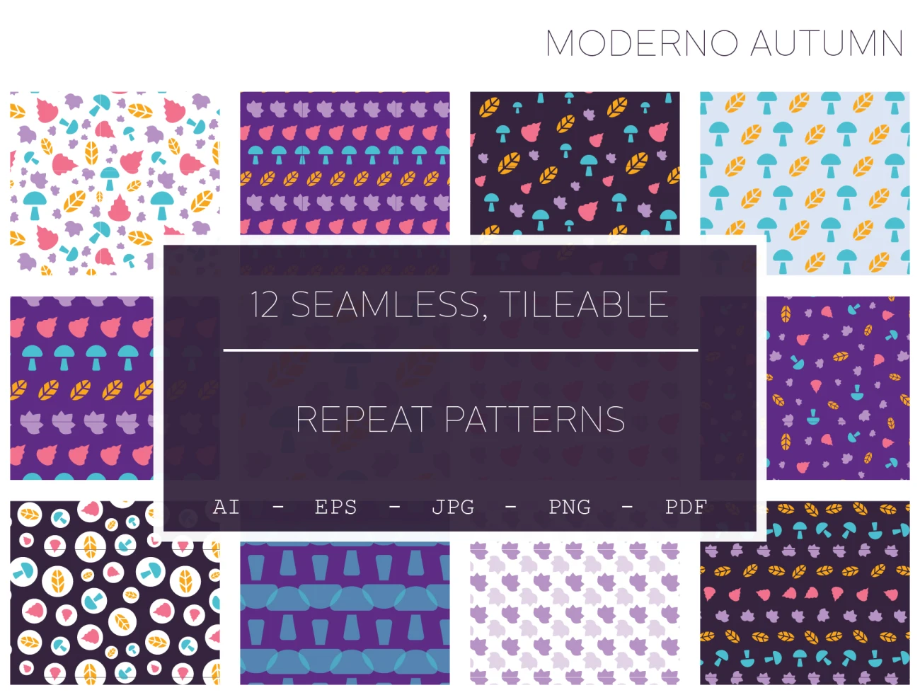 Moderno Autumn Seamless patternsModerno秋季无缝拼贴图案-插画-到位啦UI