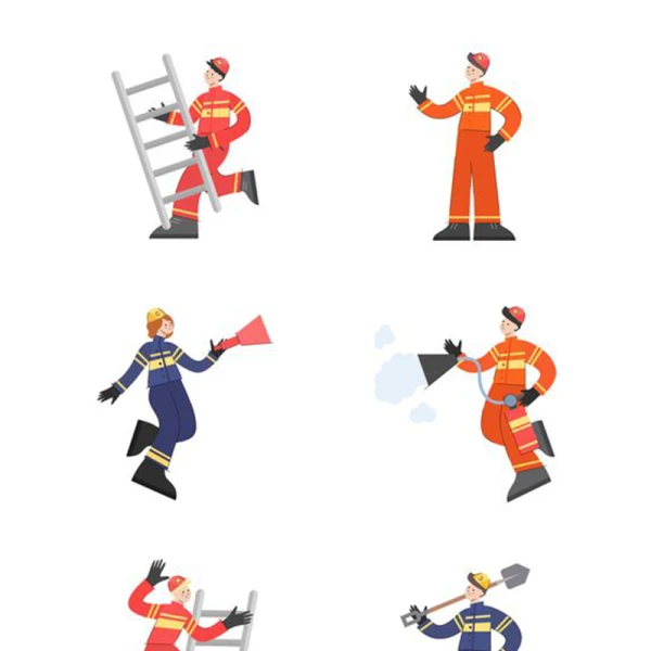 Firefighters Flat People Characters消防员扁平人物插画