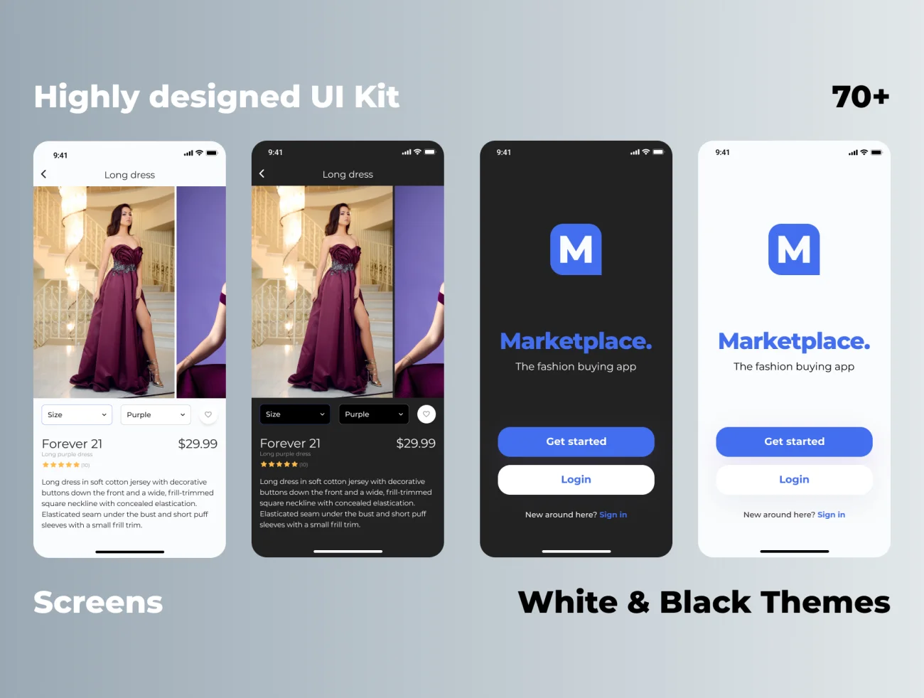 Marketplace App UI Kit Marketplace时尚电商购物应用UI套件-UI/UX-到位啦UI
