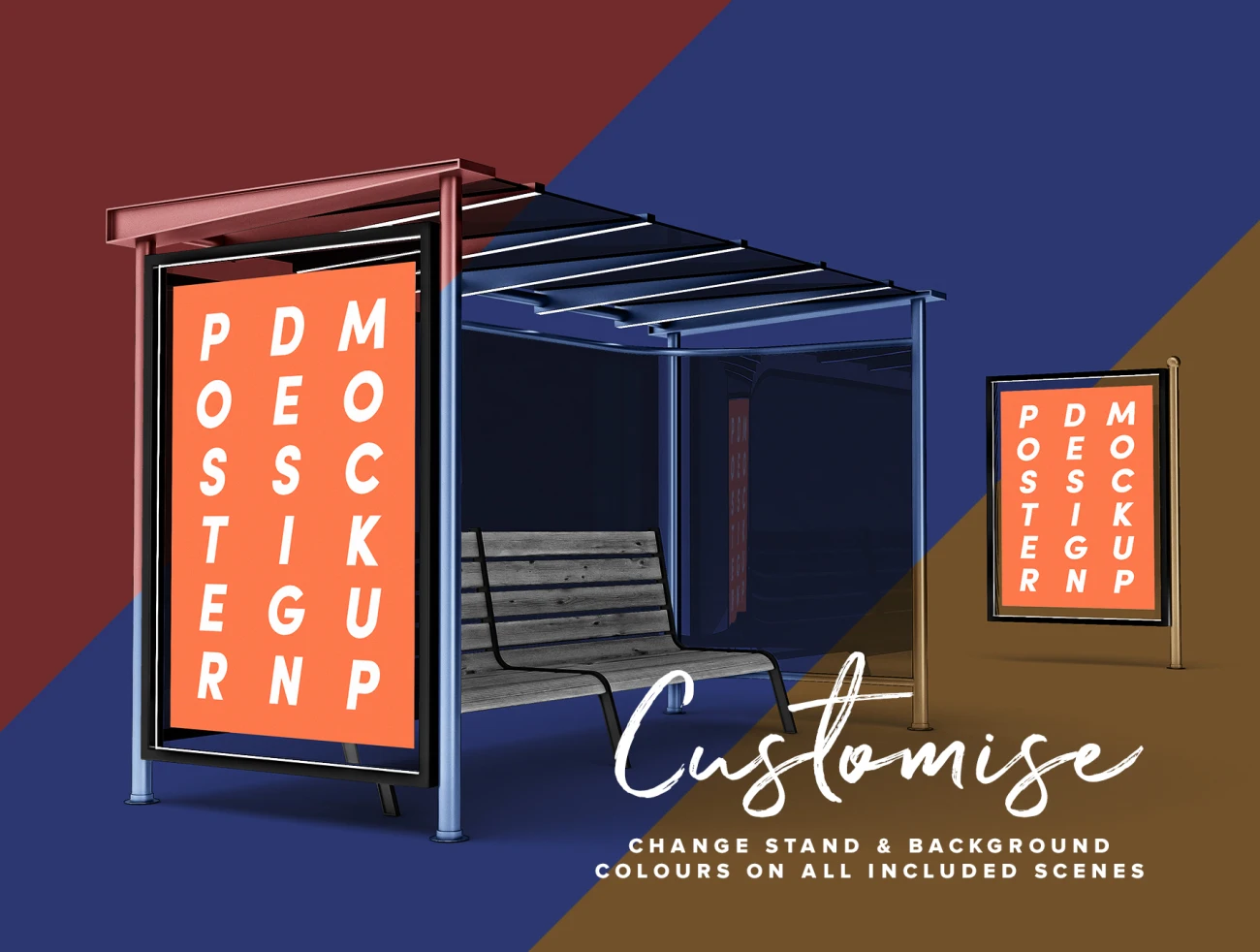 Bus Stop Poster Design Mockup公交巴士站海报设计智能样机-产品展示、优雅样机、创意展示、样机-到位啦UI