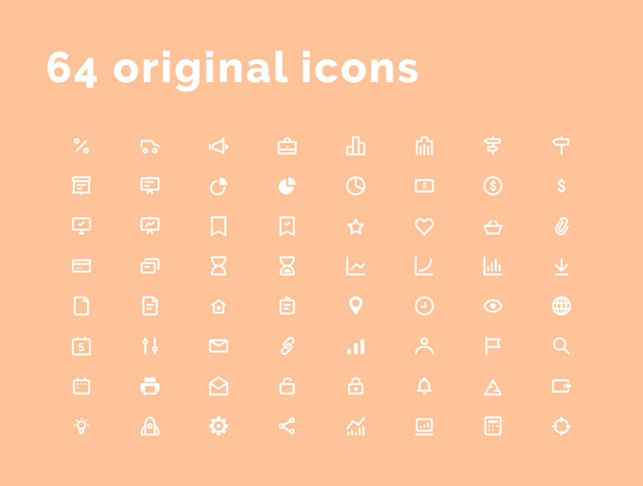 Business Icons Set简约单色商务图标集-3D/图标-到位啦UI