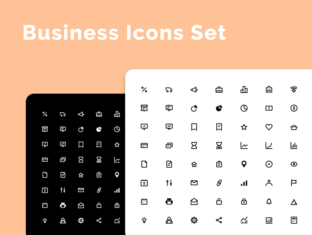 Business Icons Set简约单色商务图标集-3D/图标-到位啦UI