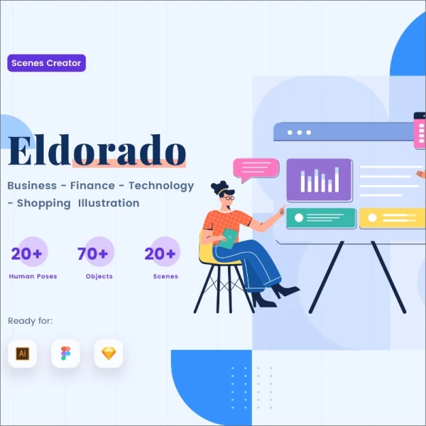 Eldorado Illustration Scenes Creator 商业金融科技购物插画场景