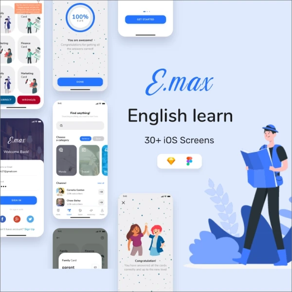 Emax English Learn UI Kit Emax 英语学习语言教程UI套件