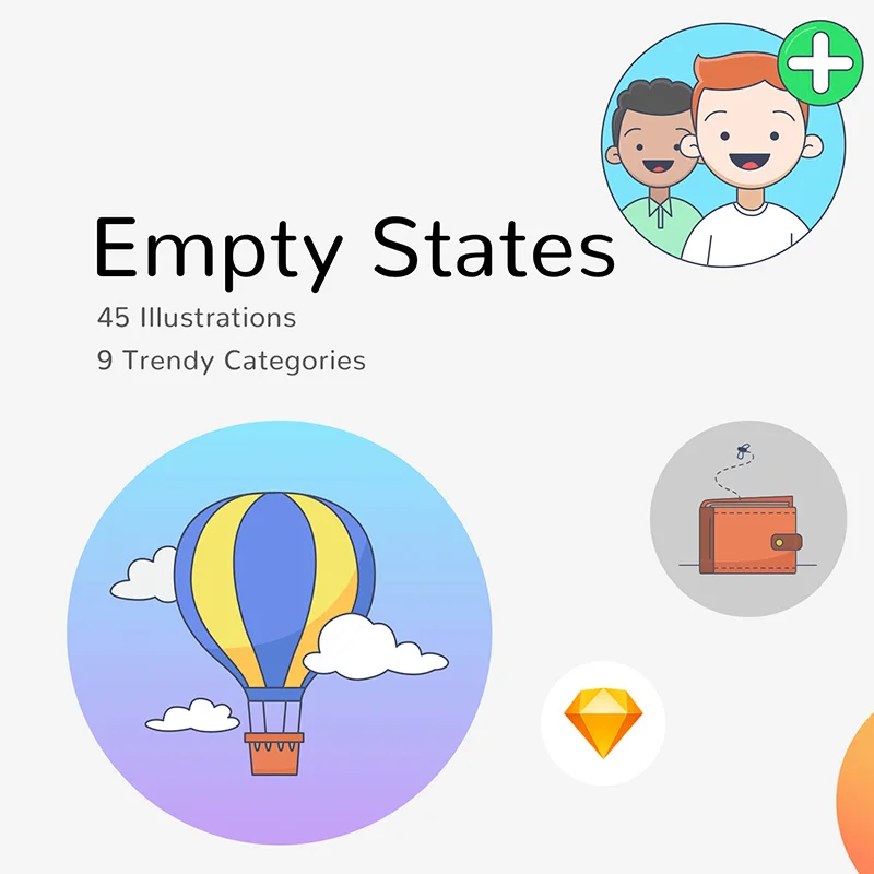 Empty State Illustrations空状态插图缩略图到位啦UI