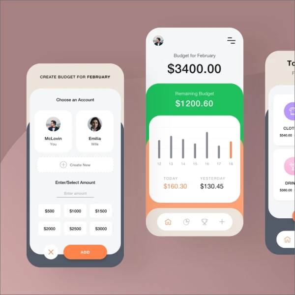 Expense Tracker Financial iOS App UI Kit 金融理财预算控制app ui界面