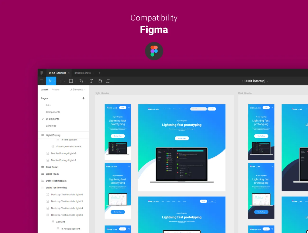 Figmaland - Startup Ui Kit 启动界面模版工具包-UI/UX、专题页面-到位啦UI