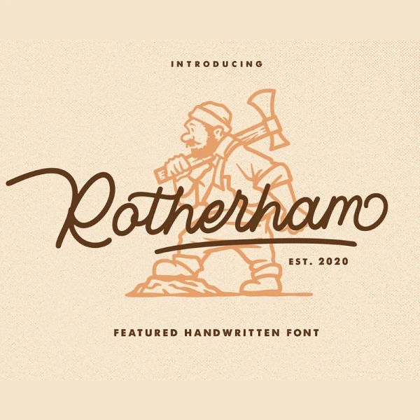 Rotherham - Script Monoline Font 英文手写单线字体