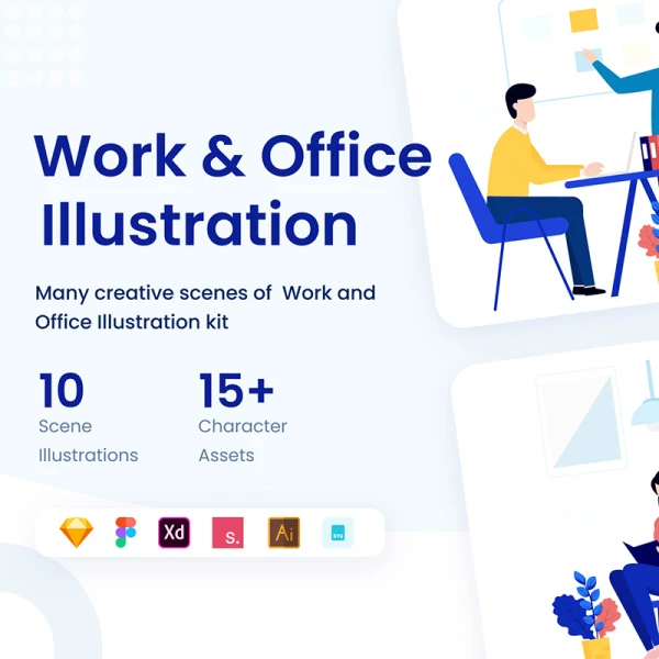 Illustration Work Office KIT工作办公室场景插画套件