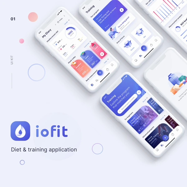 ioFit Diet Training App UI Kit 健身饮食训练App UI套件