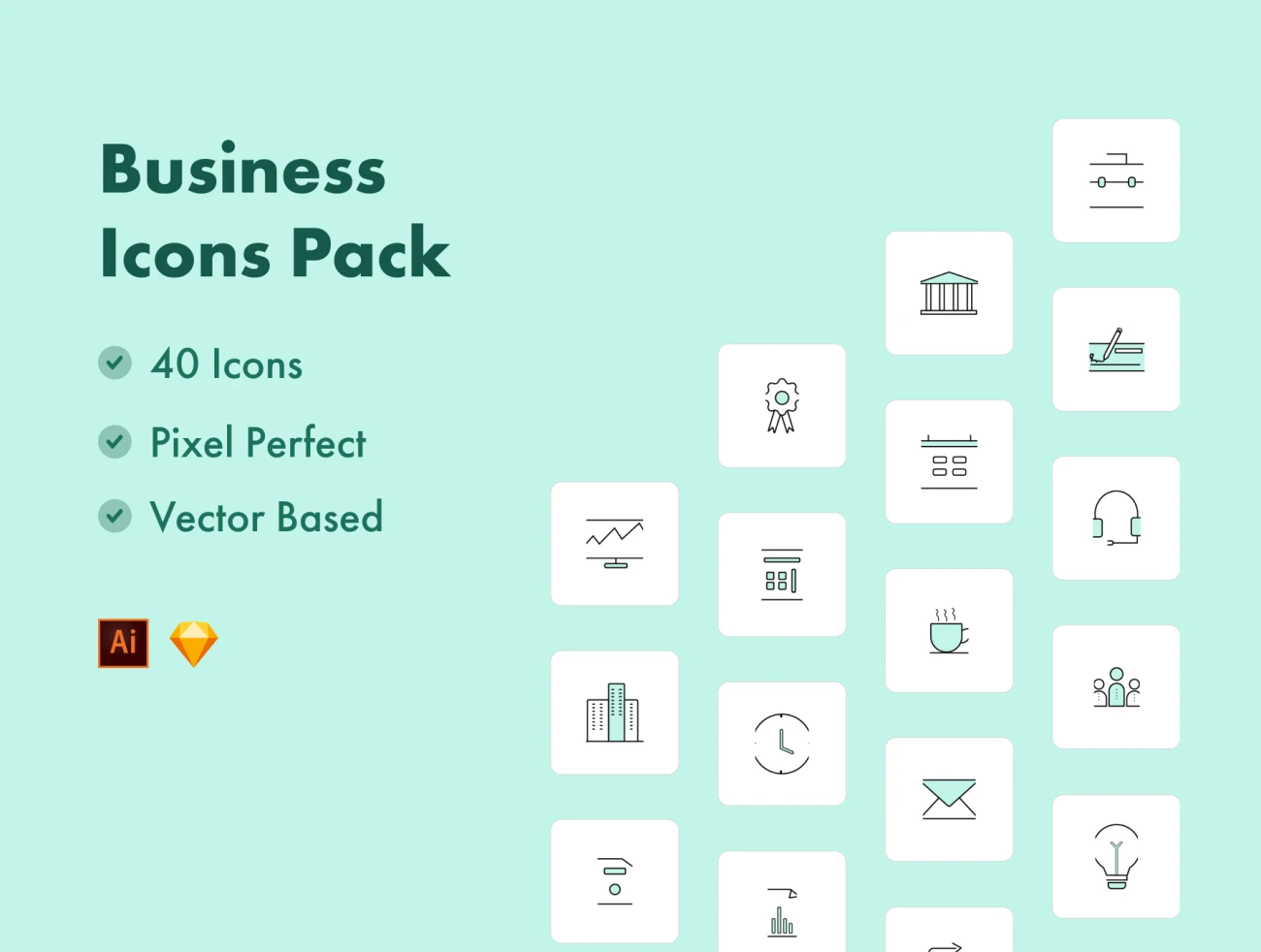 Business Icons Pack商业图标包-3D/图标-到位啦UI