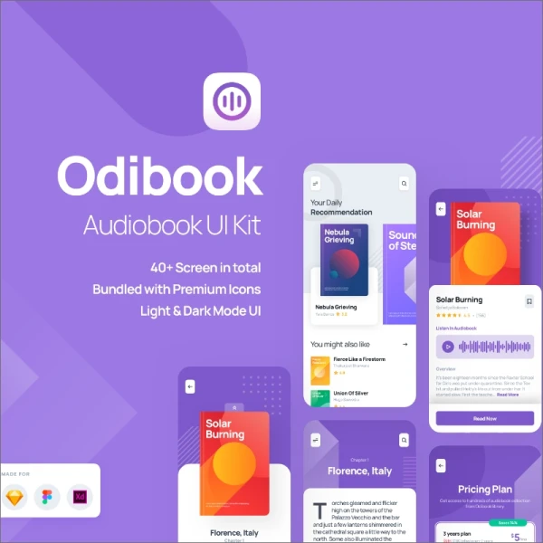 Odibook Audiobook UI Kit 有声读物图书阅读应用UI套件