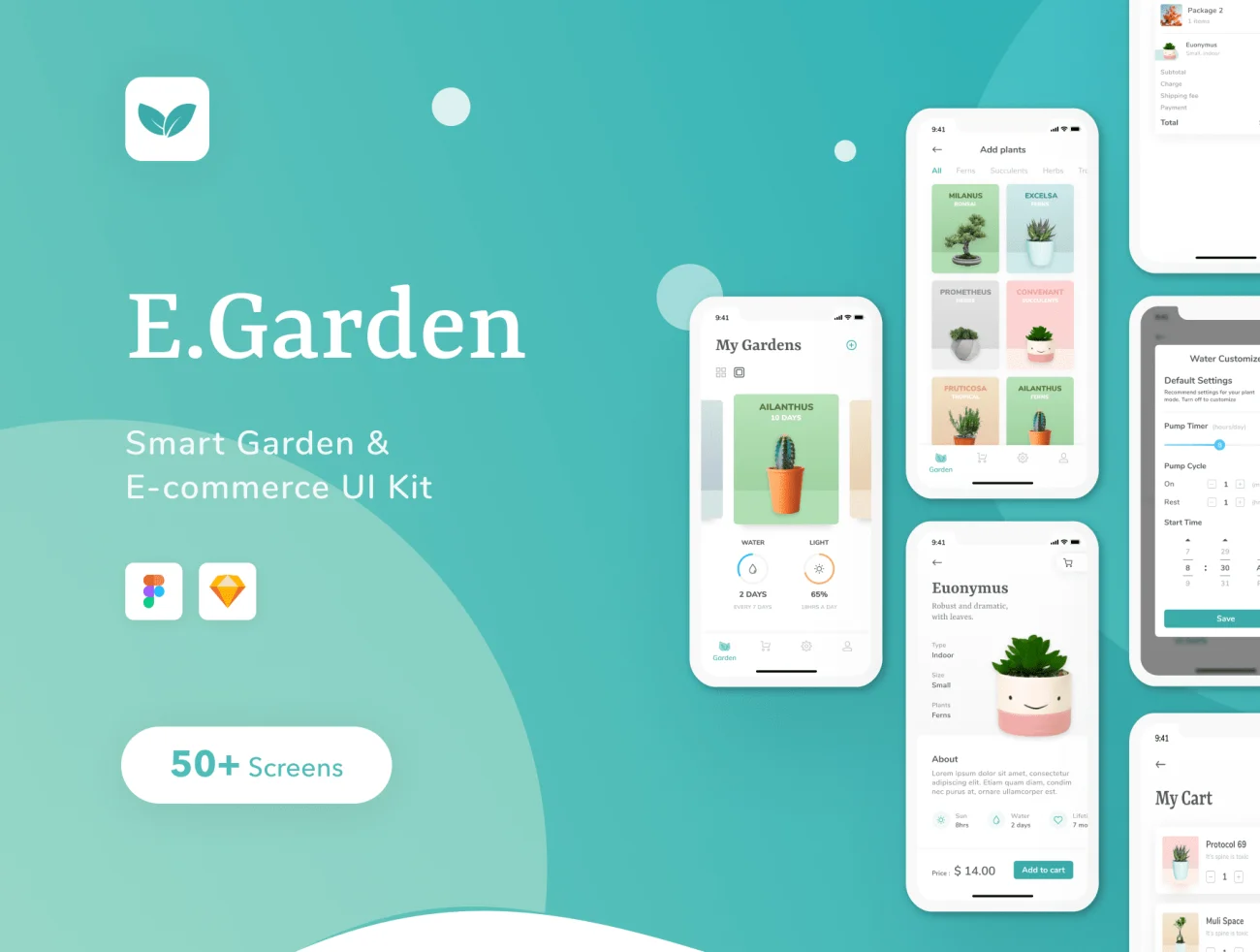 EGarden Smart Garden Management App UI Kit EGarden智能植物管理应用电商程序用户界面套件-UI/UX-到位啦UI