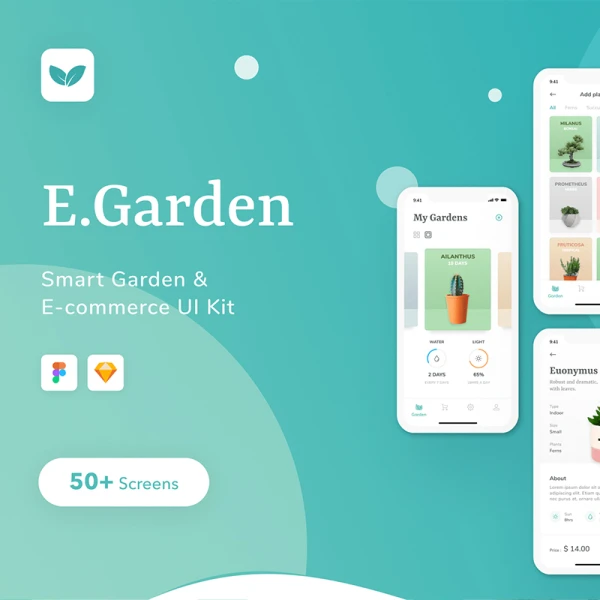 EGarden Smart Garden Management App UI Kit EGarden智能植物管理应用电商程序用户界面套件