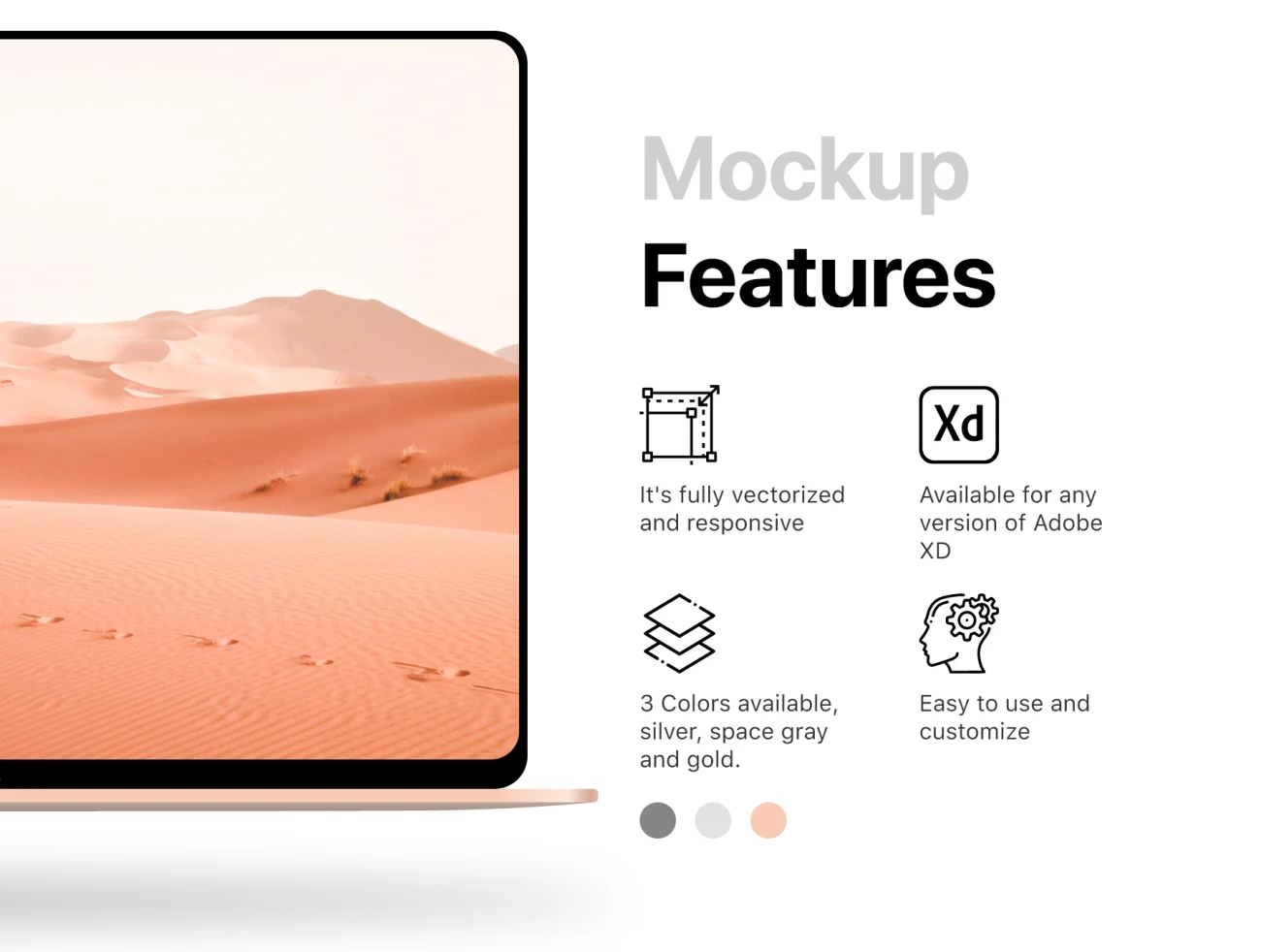 MacBook Mockup XD苹果笔记本智能样机-产品展示、优雅样机、创意展示、样机、简约样机-到位啦UI