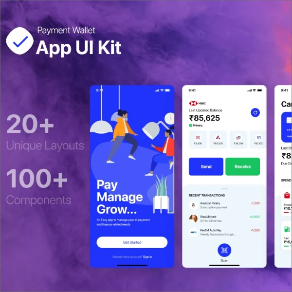 Payment Wallet App UI Kit  full version付款电子钱包在线支付图标集UI套件完整版