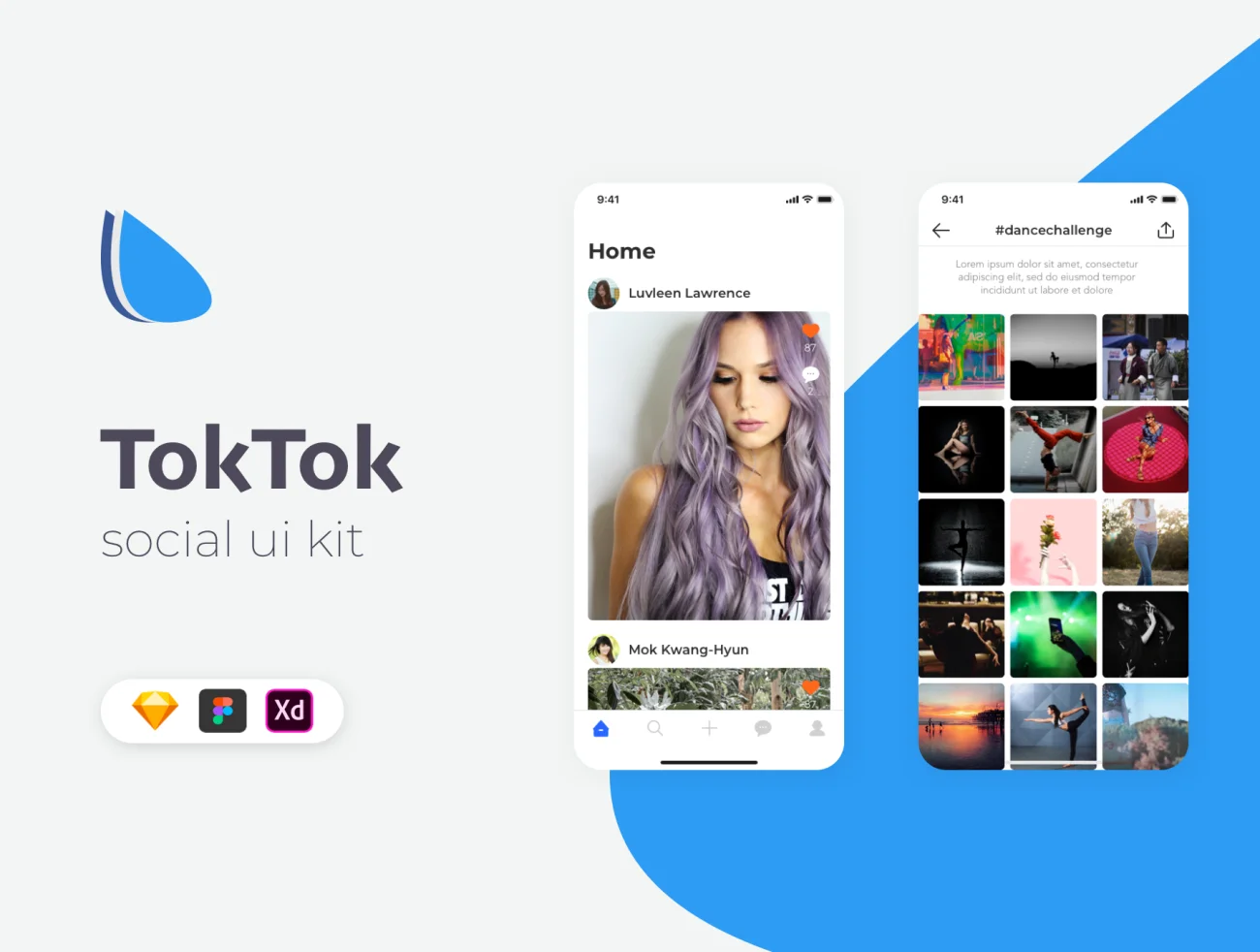 TokTok Social UI Kit 图片视频社交UI套件-UI/UX、ui套件、应用、社交-到位啦UI