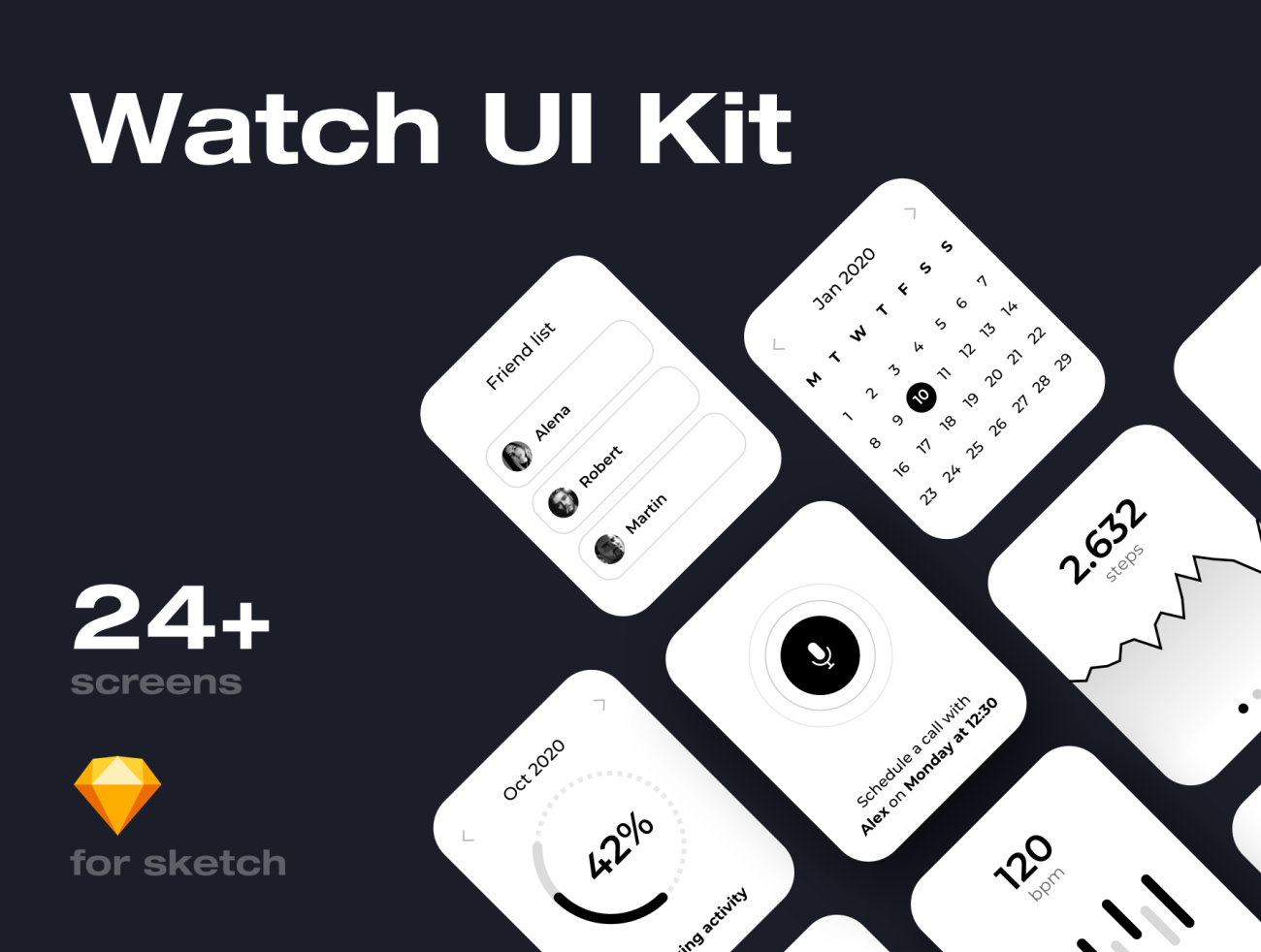 Apple Watch UI Kit Apple Watch UI套件-UI/UX-到位啦UI