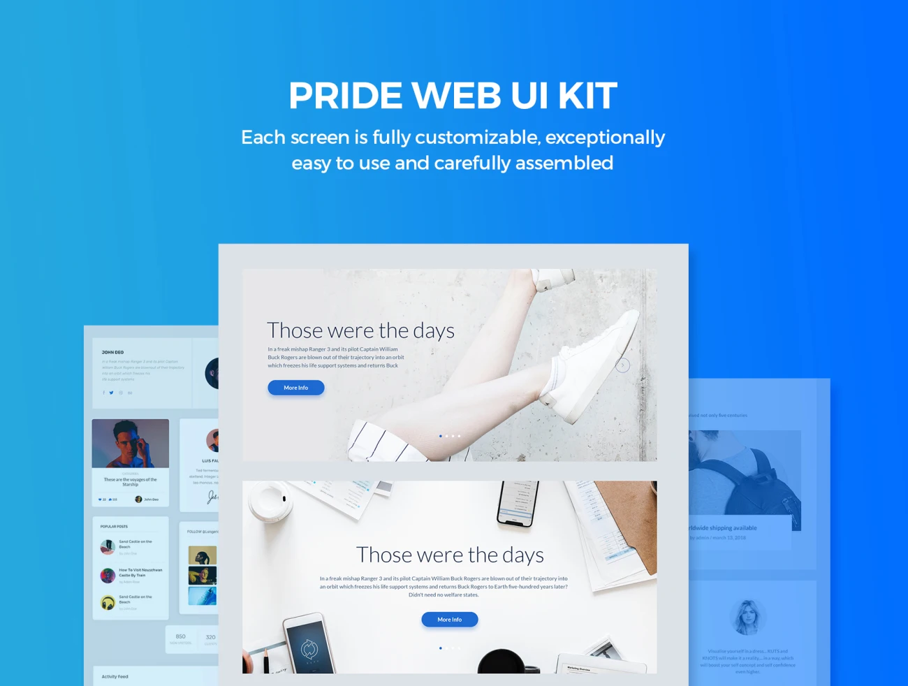 Pride Web UI Kit  xd web界面程序开发电商UI工具包-ui套件、主页、介绍、付款、列表、卡片式、引导页、登录页、着陆页、网站、网购-到位啦UI