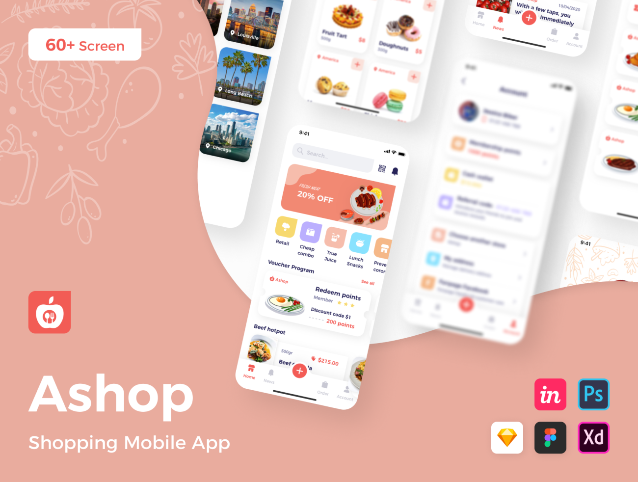 Ashop - Shopping Mobile App Ashop-购物手机应用程序-UI/UX-到位啦UI