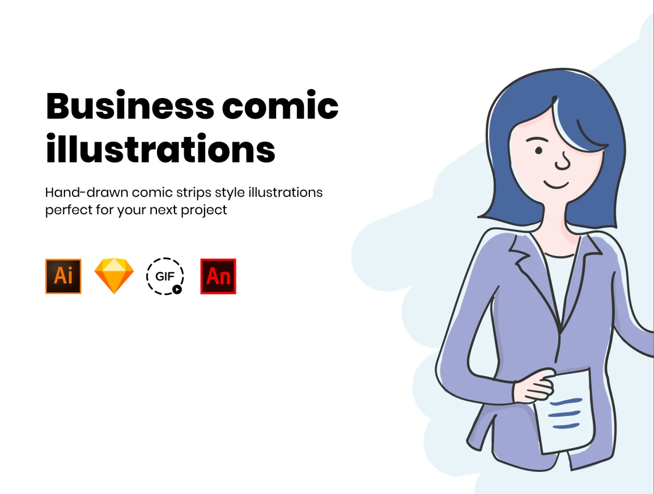 Business comic style illustrations 商业漫画风格插图-插画-到位啦UI