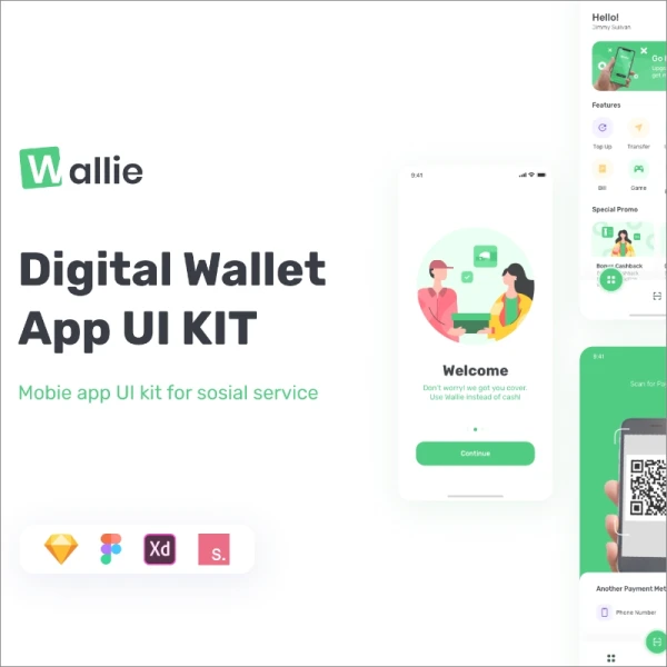 Wallie Digital Wallet App UI KitWallie数字钱包应用程序UI套件