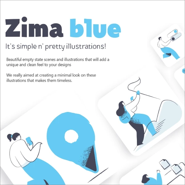 Zima Blue Illustrations蓝色线条插画