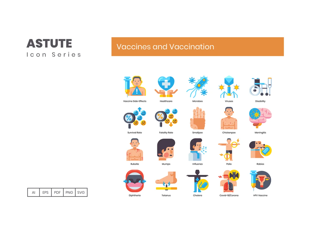 65 Vaccines and Vaccination Icons Astute Series 65种疫苗和疫苗系列图标-3D/图标-到位啦UI