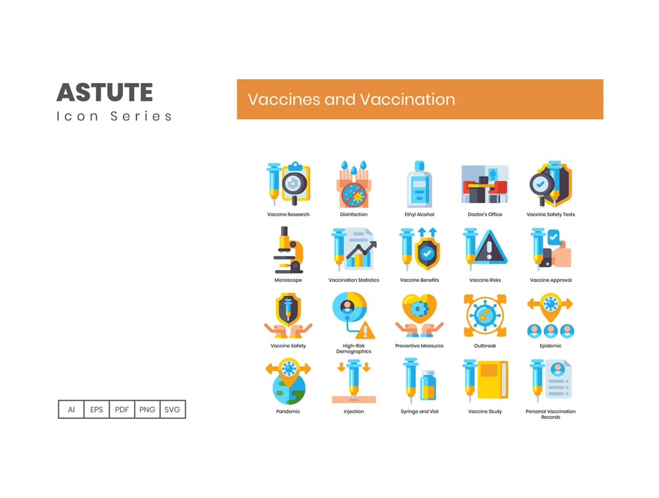 65 Vaccines and Vaccination Icons Astute Series 65种疫苗和疫苗系列图标-3D/图标-到位啦UI