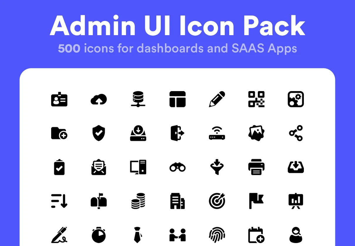 Admin UI Icon Pack 500款管理UI图标包-3D/图标-到位啦UI