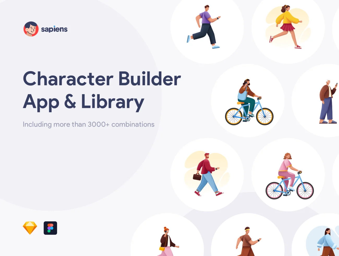 Character library 人物模块化插画套件可更换人物姿势和配件-UI/UX、人物插画、场景插画、插画-到位啦UI