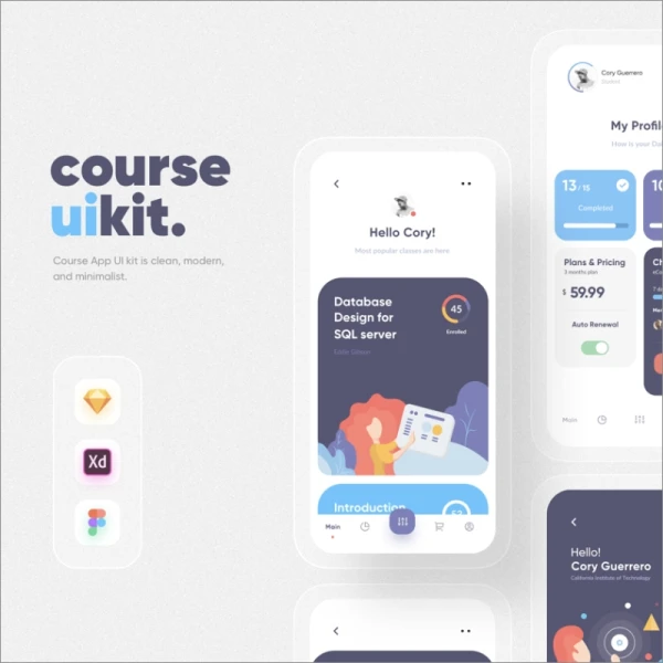 Course App UI Kit 课程应用程序用户界面套件库