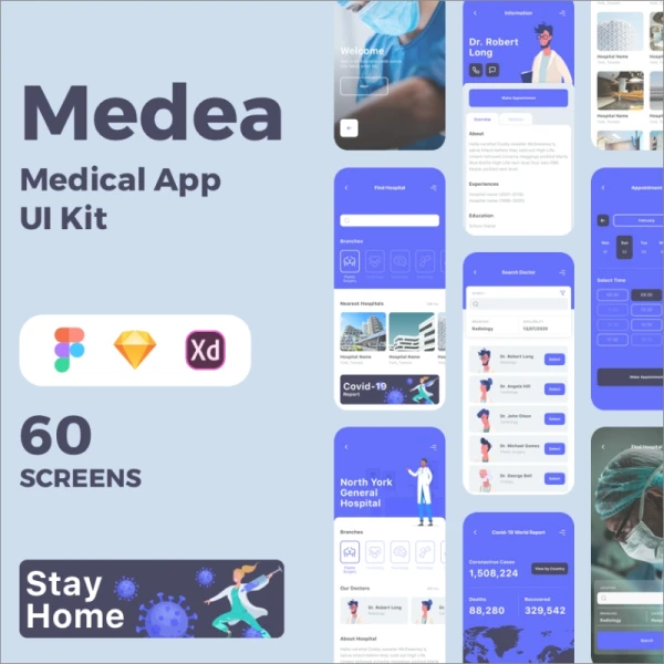 Medea Medical App UI Kit Medea医疗应用程序用户界面套件