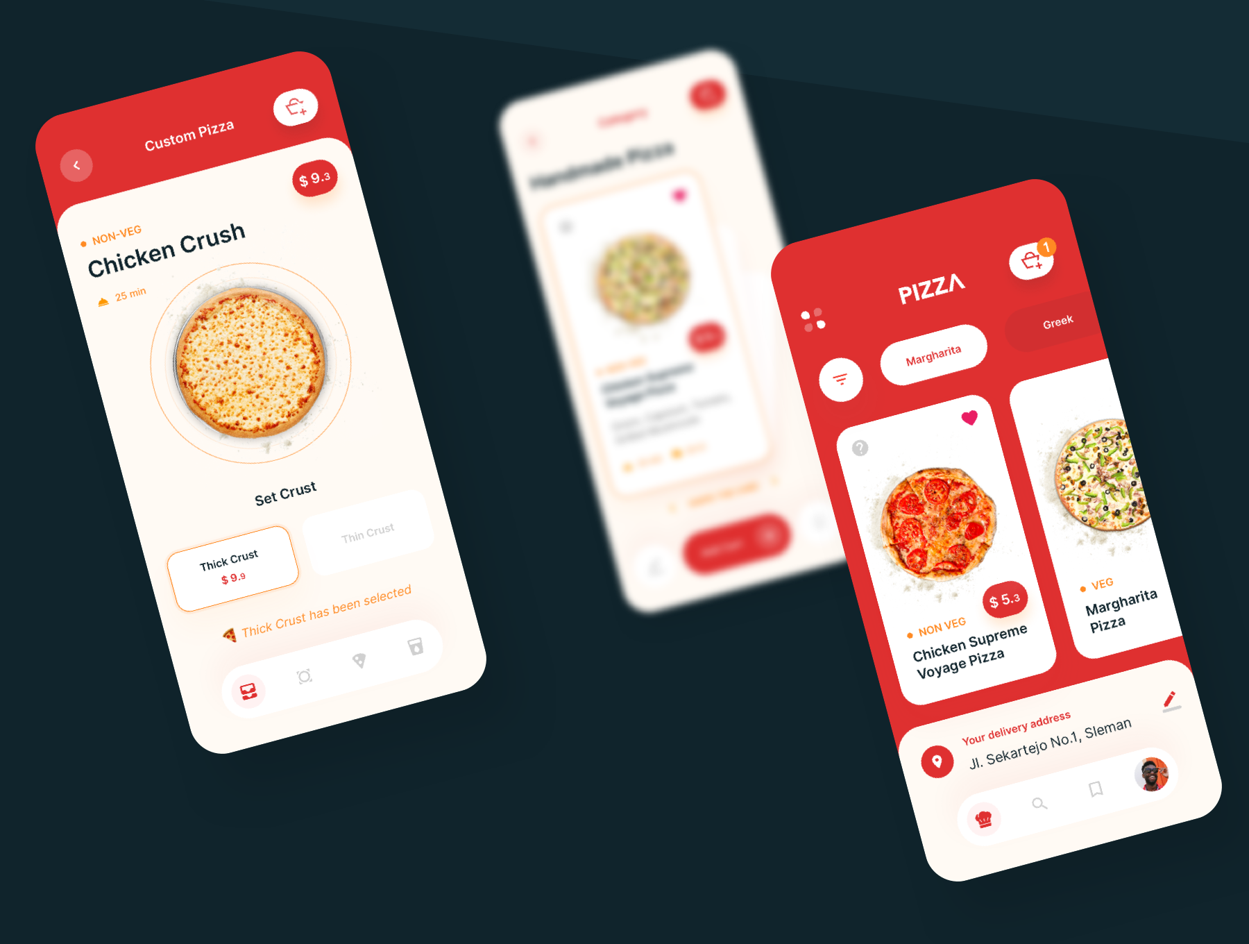 Denrit - Pizza Delivery App UI Kit  披萨配送应用程序UI套件-UI/UX-到位啦UI