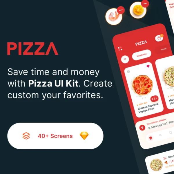Denrit - Pizza Delivery App UI Kit  披萨配送应用程序UI套件