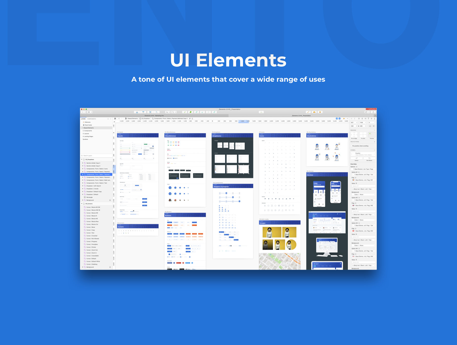 Elemento UI Kit web设计项目组件布局库设计套件集合包-UI/UX-到位啦UI