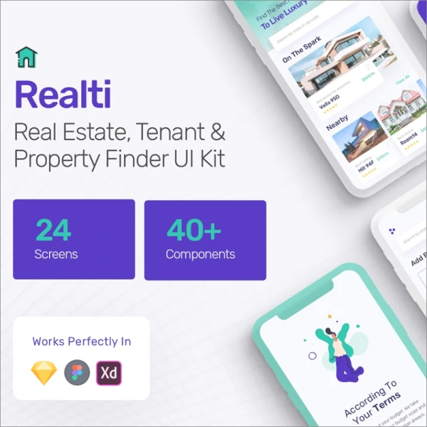Realti - Real Estate, Property Finder and Tenants App Kit 房地产-不动产物业查询和租户应用程序包