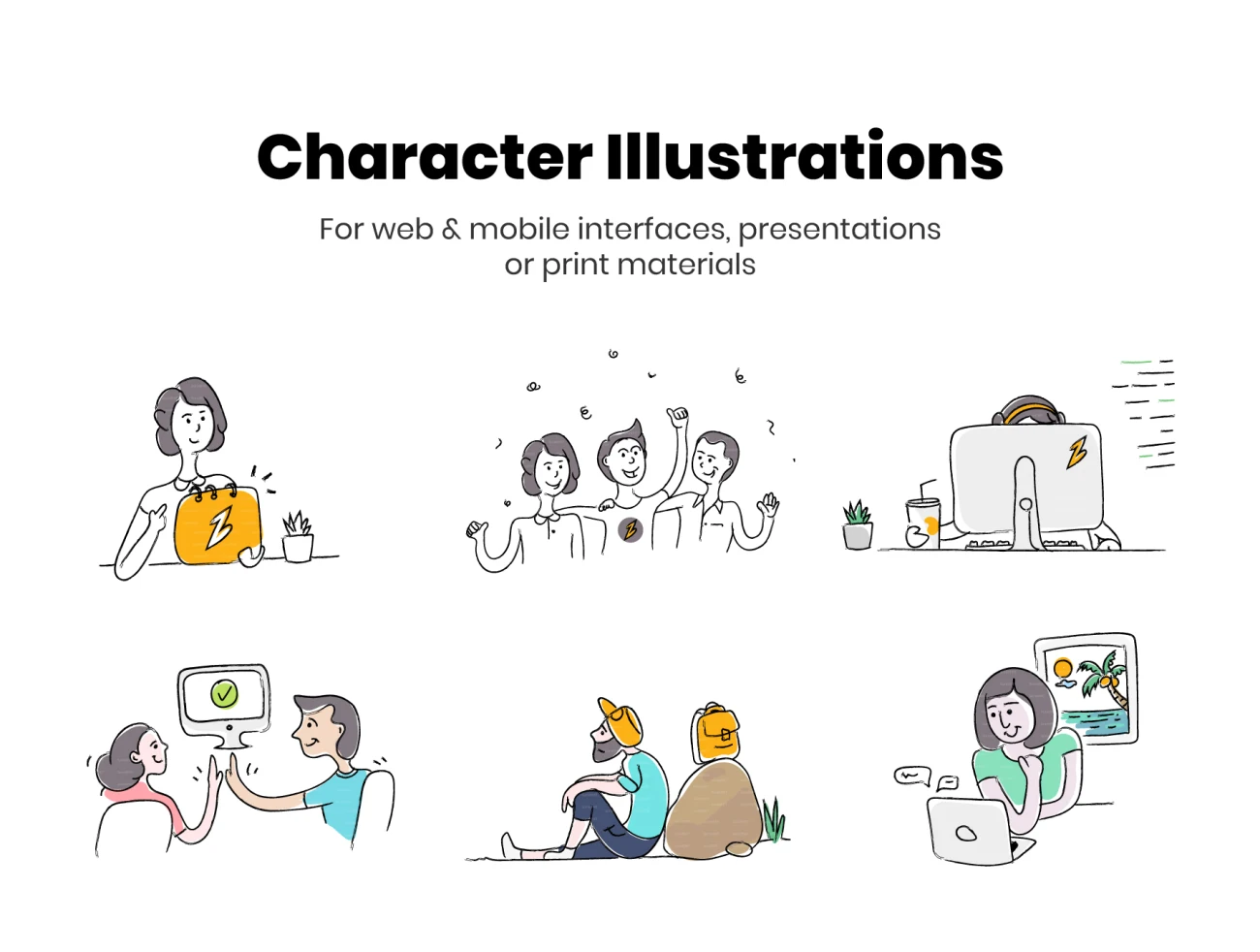 Fun Startup Illustrations 有趣的团队协作合作创业插图-插画-到位啦UI