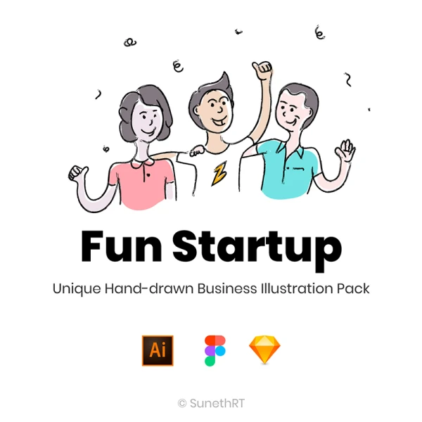 Fun Startup Illustrations 有趣的团队协作合作创业插图