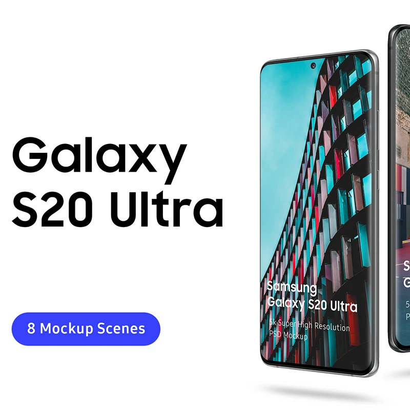 Samsung Galaxy S20 Ultra Mockup 三星Galaxy S20 Ultra样机缩略图到位啦UI