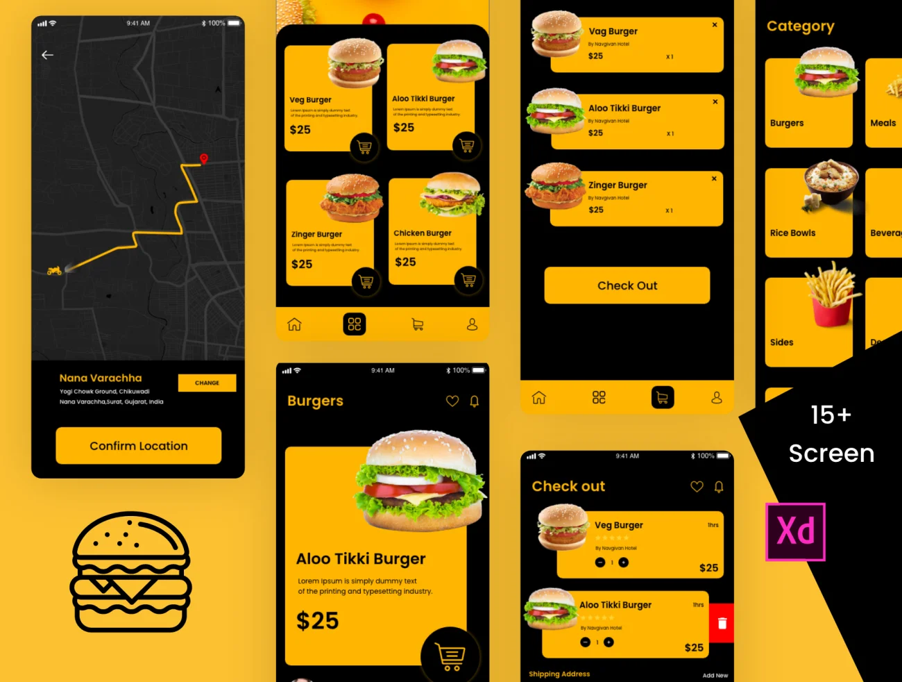Burger App 美食应用程序-UI/UX-到位啦UI