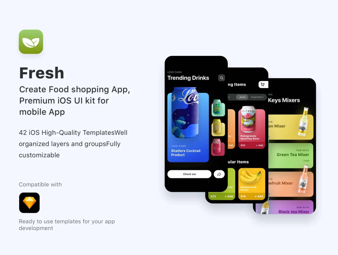 Fresh Food ordering app 新鲜食品饮料订购应用程序-UI/UX-到位啦UI