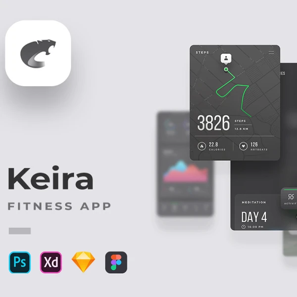 Keira Mobile UI Kit 手机端健身跑步运动UI套件明暗双模式