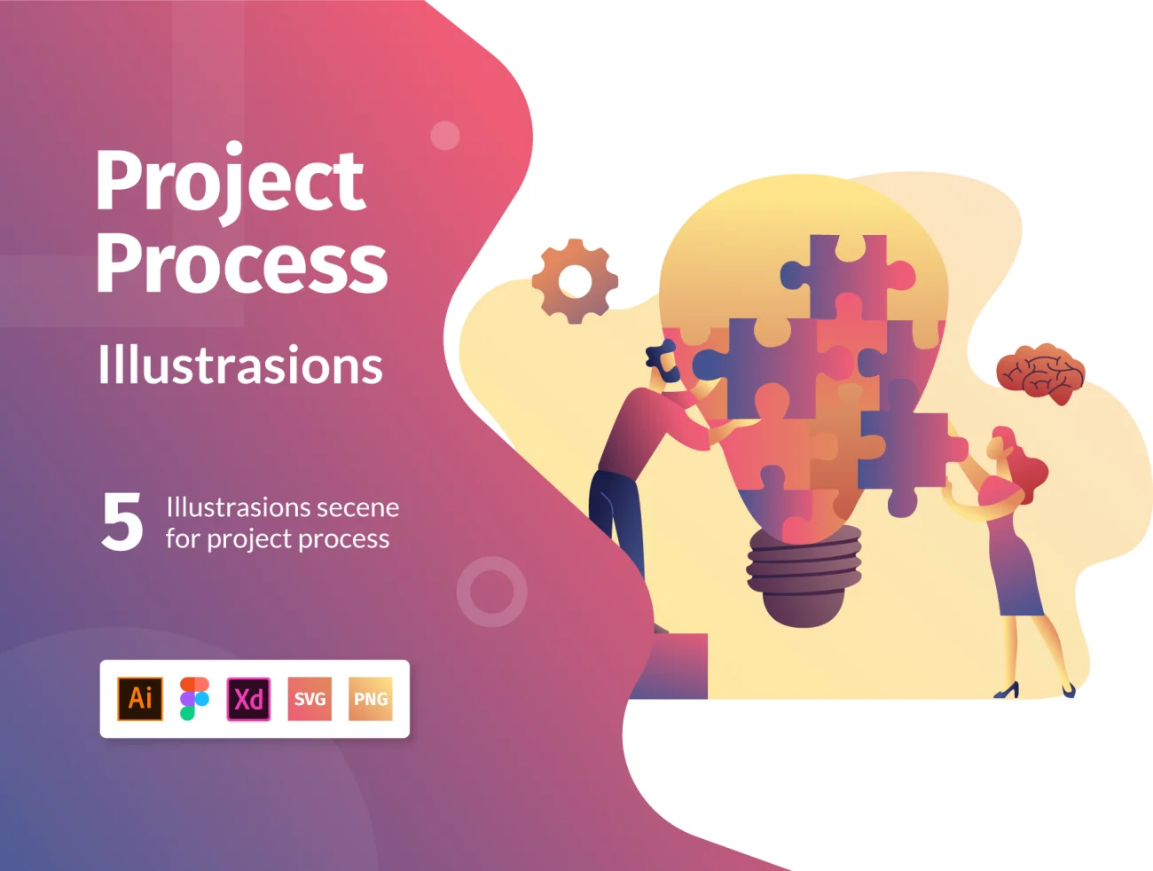 Project Process Illsutrasion 项目j进度计划推进过程矢量插画-插画-到位啦UI