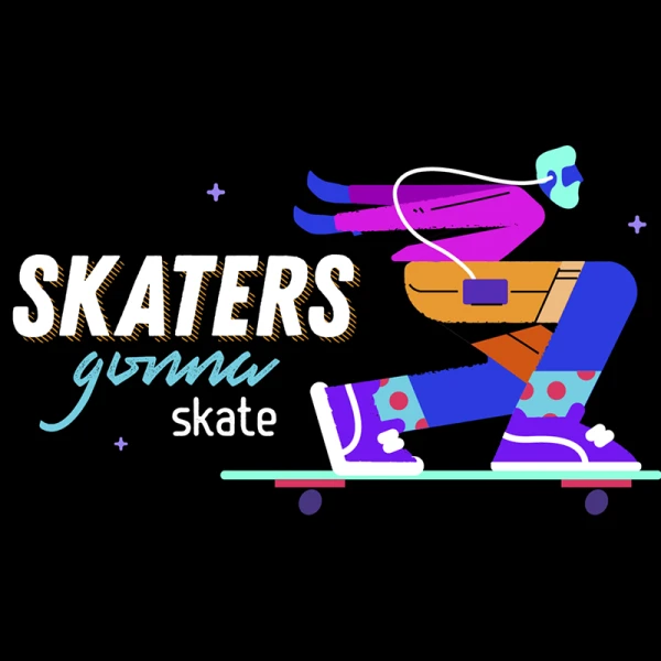 Neon skaters set 霓虹色滑板少年插画海报套装