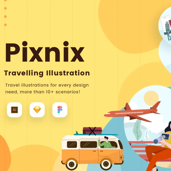 Pixnix Travel illustration Pixnix旅行路上矢量插画合集